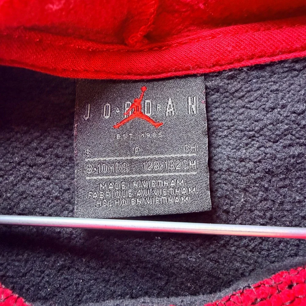 Jordan Boys Jumpman Pullover Hoodie Black Red Grey Fleece Sweatshirt Size S 8-10